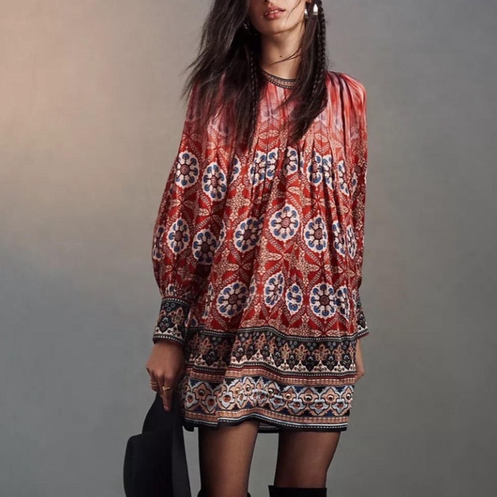Anthropologie Tanvi Kedia Boho Embellished Mini Dress